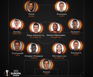 Представители Зари и российских клубов сформировали половину символической сборной 2-го тура Лиги Европы