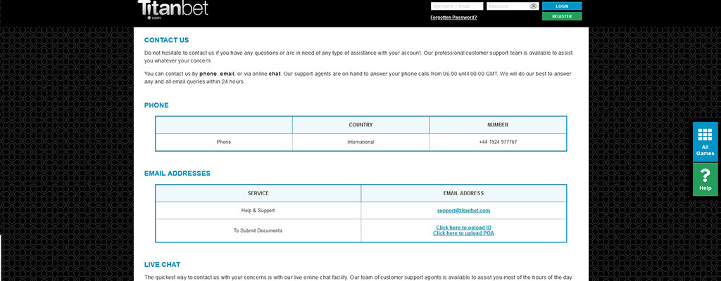 Верификация TitanBet служба поддержки