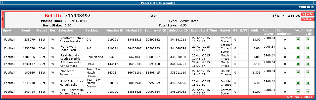 Выигрыш игрока в Спортингбете 3000 евро