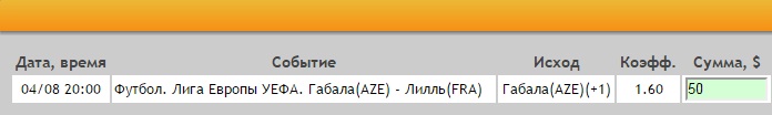 Ставка на Лига Европы. Третий квалификационный раунд. Габала – Лилль. Прогноз на матч 4.08.16 - прошла.