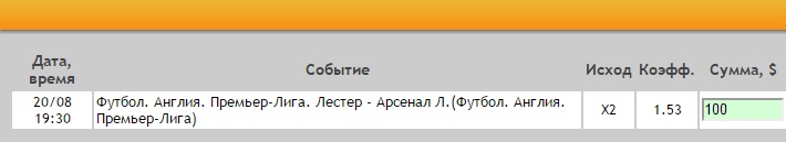 Ставка на АПЛ. Лестер – Арсенал. Прогноз на матч 20.08.16 - прошла.