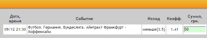 Ставка на Бундеслига. Айнтрахт – Хоффенхайм. Прогноз на матч 9.12.16 - прошла.