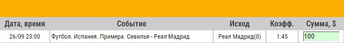 Ставка на Примера. Севилья – Реал Мадрид. Превью и ставка на матч 26.09.18 - не прошла.