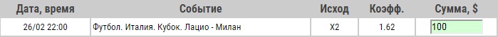 Ставка на Кубок Италии. Лацио – Милан. Прогноз от профессионалов на матч 26.02.19 - прошла.