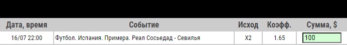 Ставка на Реал Сосьедад – Севилья. Бесплатный прогноз и ставка от экспертов на матч 16.07.2020 - прошла.