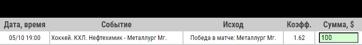 Ставка на Нефтехимик – Металлург. Прогноз от профессионалов на матч КХЛ (5.10.2020) - прошла.