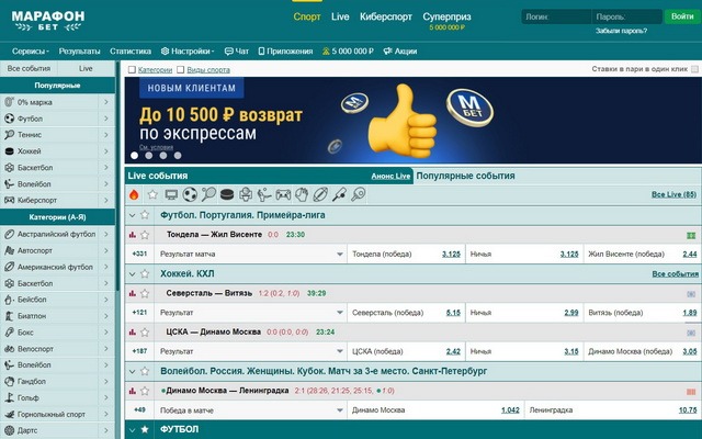 Букмекерская контора Марафон.ру: обзор сайта, приложений, отзывы