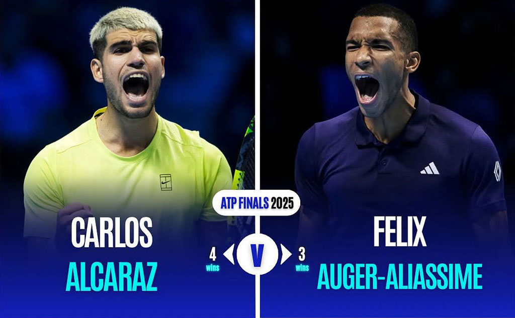 Алькарас – Оже-Альяссим: букмекеры видят испанца в финале Итогового турнира. Прогноз на 15 ноября 2025 года