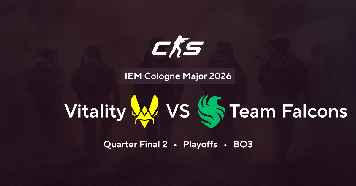 Team Falcons — Team Vitality прогноз 19 июня 2026: полуфинал IEM Cologne Major