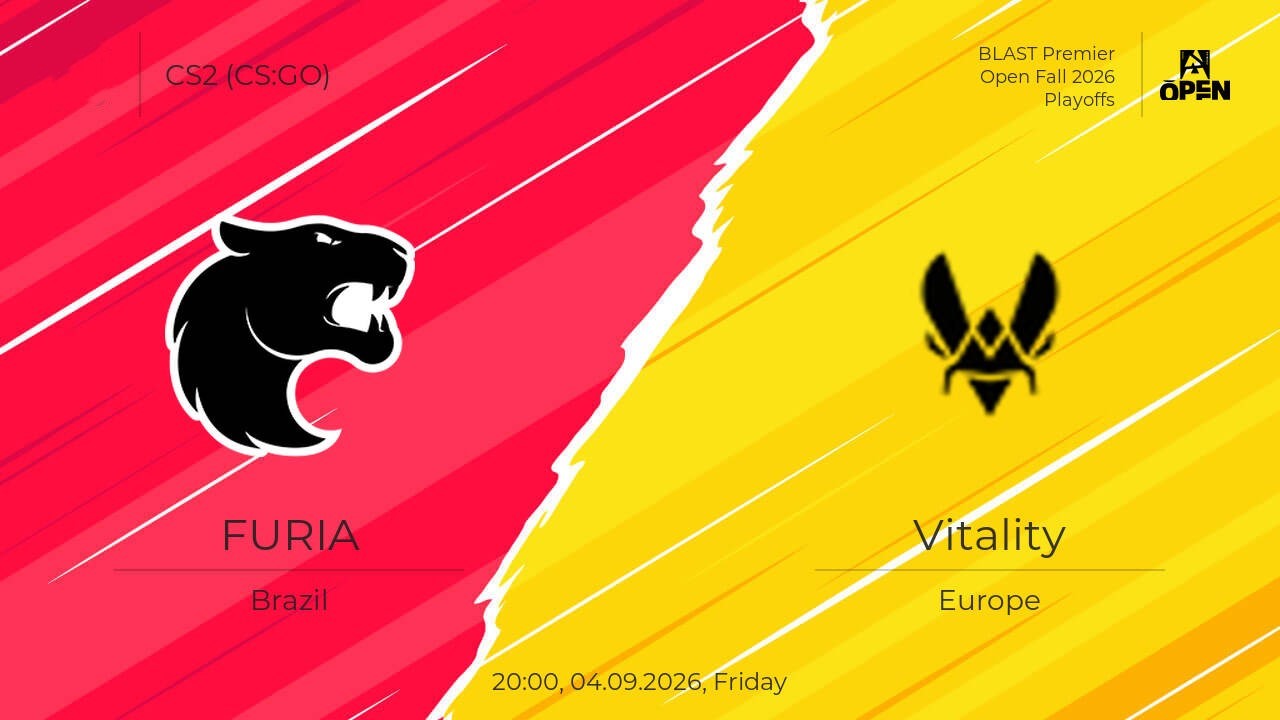 FURIA — Team Vitality: аналитика и прогноз на четвертьфинал BLAST Open (04.09.2026)