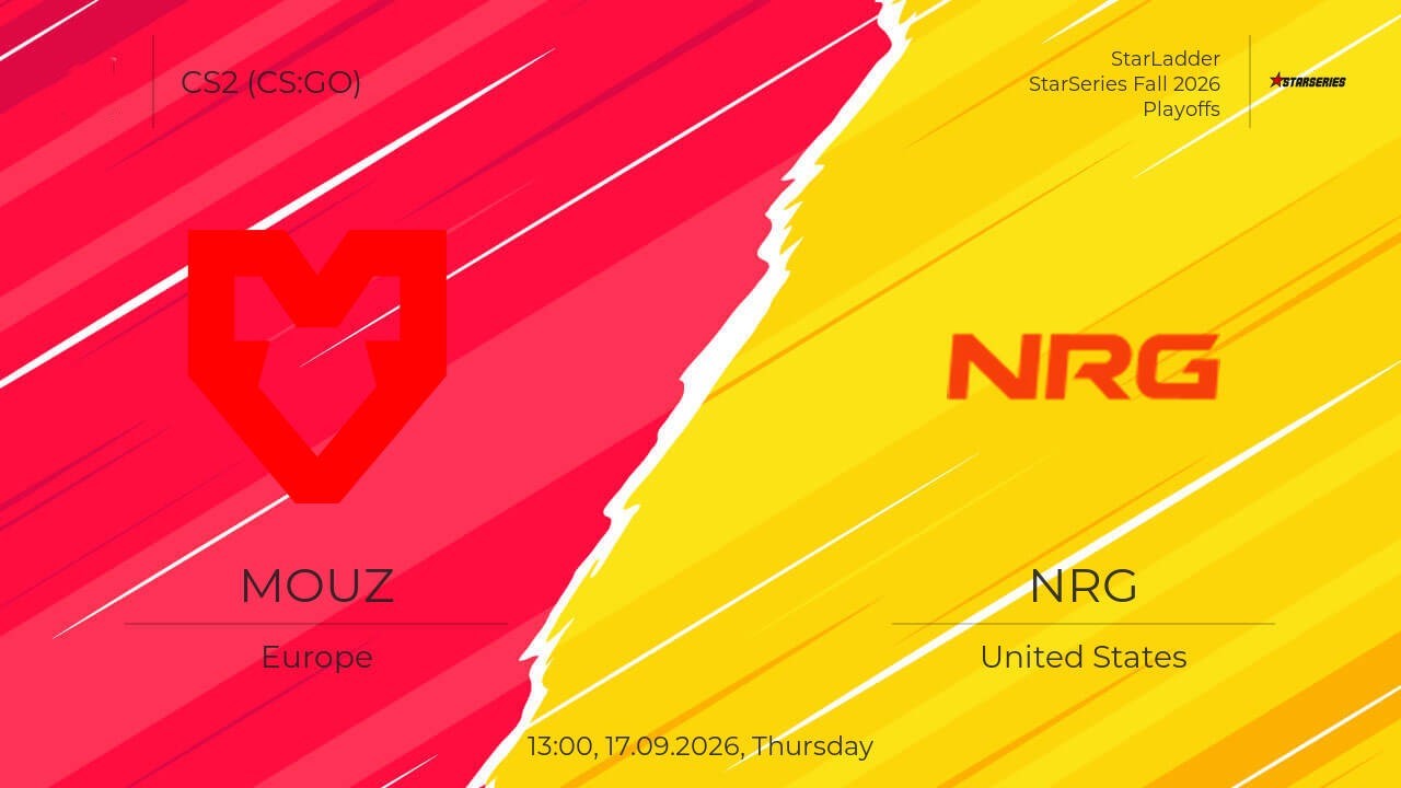 Битва за плей-офф StarLadder: MOUZ проверяют на прочность NRG Esports в CS2 (17.09.2026)