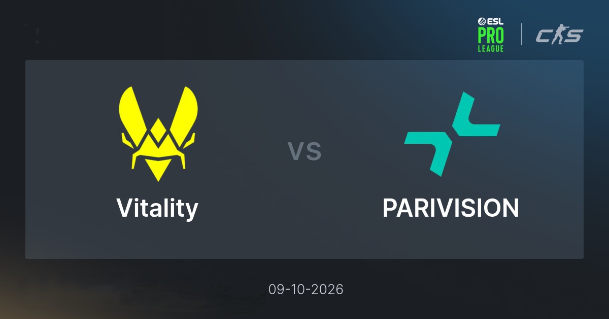 Четвертьфинал ESL Pro League Season 24: «Team Vitality» против «PARIVISION» (09.10.2026)